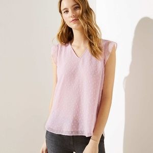 ✨NEW✨ LOFT Soft Pink Flutter Sleeve Polka Dot Top